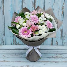 Букет цветов из:  Герберы, Альстромерии и Хризантемы в Белушью Губу