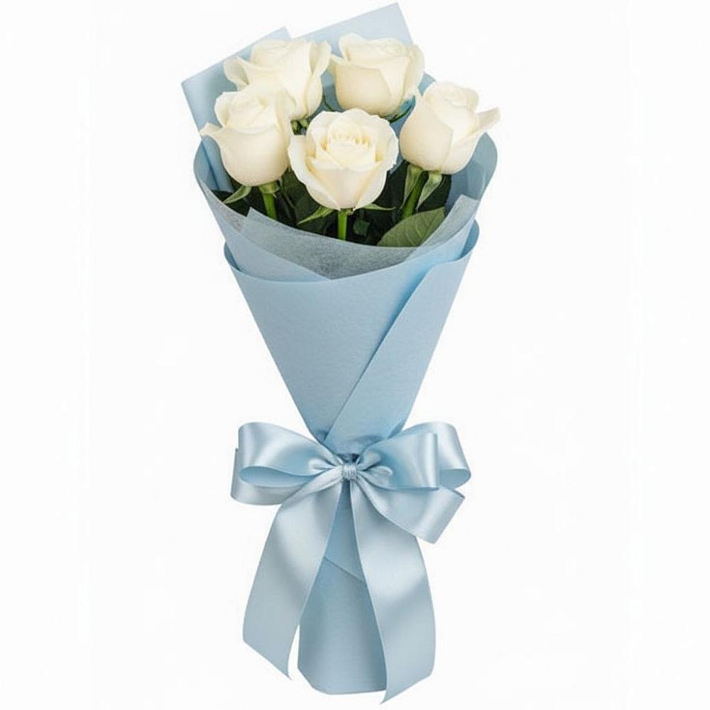 Букет 5 Белых роз Проуд в Белушью Губу
