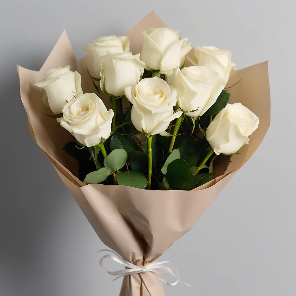Букет 9 Белых роз Эдлесс Лав в Белушью Губу
