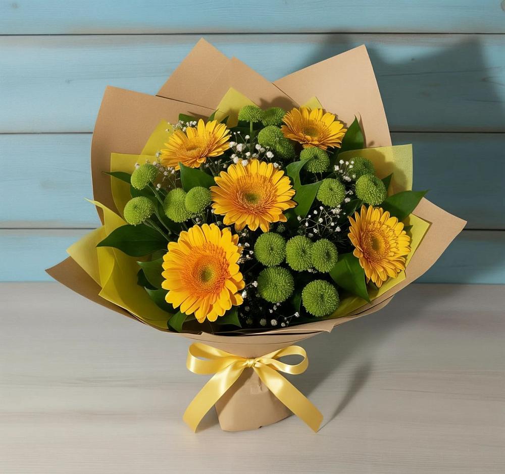 Букет цветов из: Герберы и Хризантемы в Белушью Губу