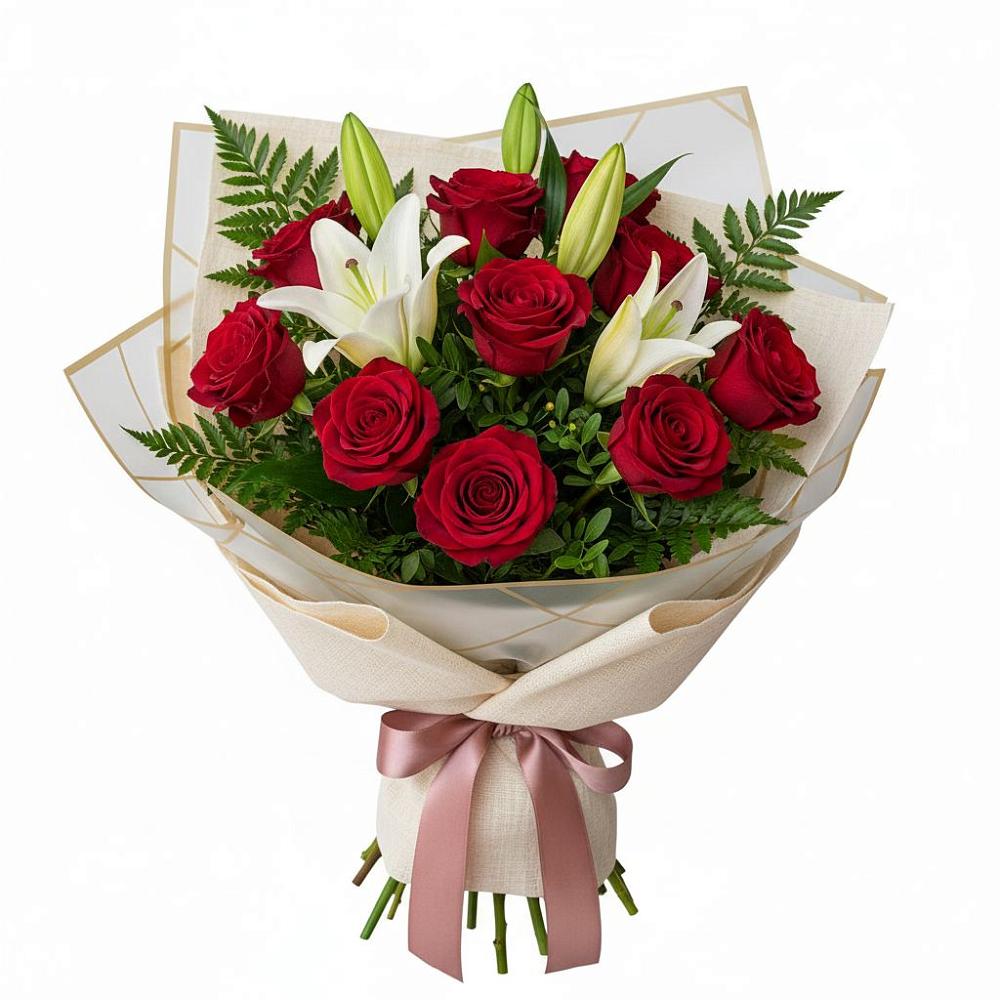 Букет цветов из: Лилии и Розы в Белушью Губу