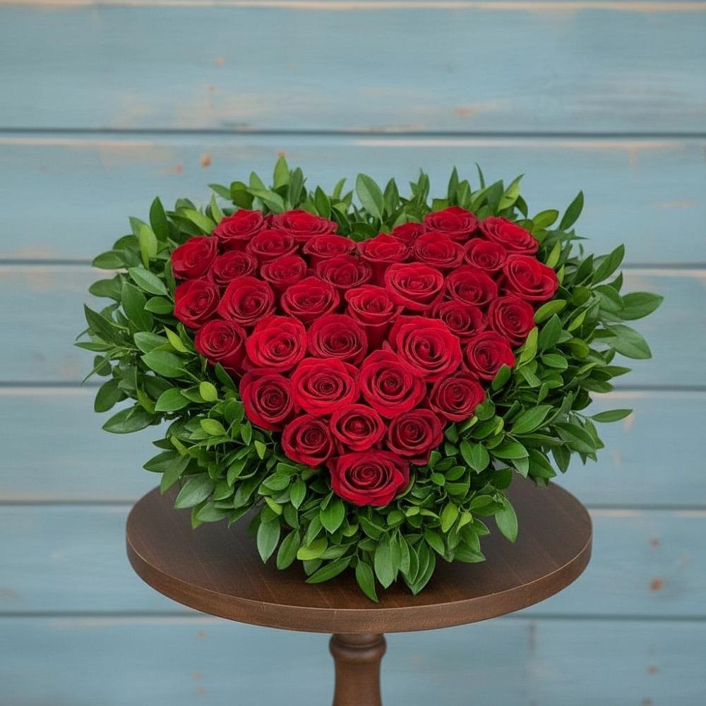 Цветочная композиция из Розы в виде сердца в Белушью Губу