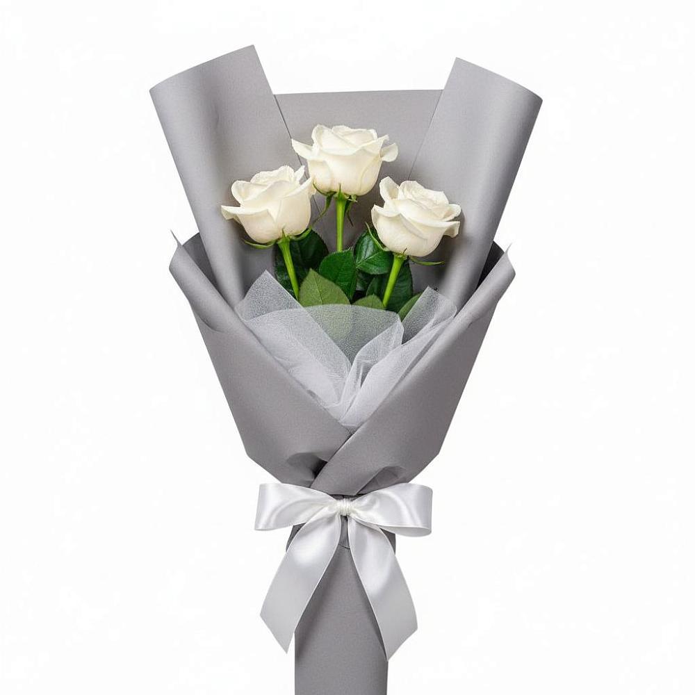 Букет 3 белые розы в Белушью Губу