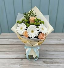 Букет цветов из:  Герберы, Розы и Хризантемы в Белушью Губу