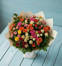 Букет Микс из разноцветных кустовых роз в Белушью Губу